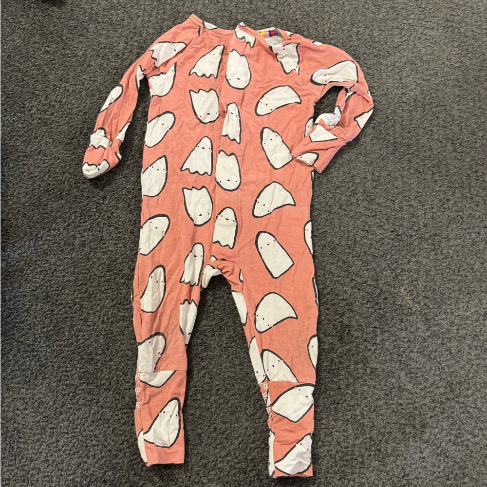Magnetic Me Adorable Pink Ghost Print Bamboo Kids One Piece